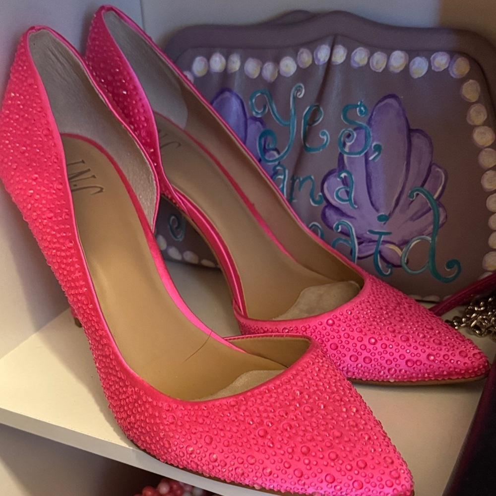 INC International Concepts Hot Pink Embellished Heels